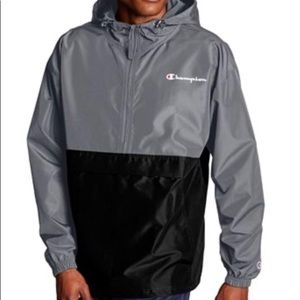 Men’s Champion Colorblock Jacket Gray Black Large